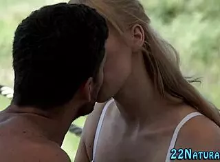 blonde babe receives a surprise treatment on her face