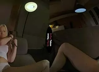 Blonde gets punished with masturbation in virtual taboo