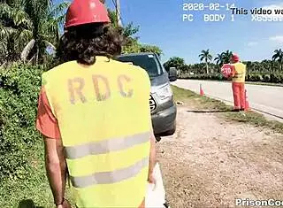 inmates picking up trash get dicked hard in ass