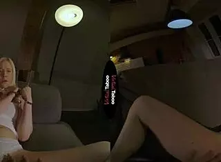 Blonde gets punished with masturbation in virtual taboo