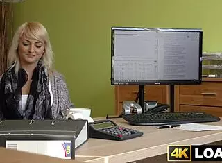 Beautiful blondie gets bent over in the office