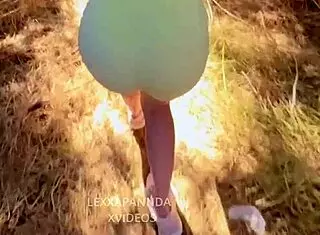 shy teen gives public blowjob to blonde outdoors