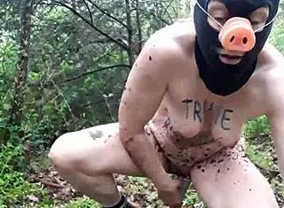 outdoor bdsm session in the forest