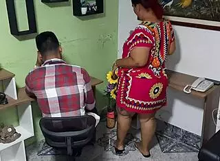 i fucked my mother-in-law in the office with deepthroat sucking