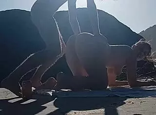 found big-assed woman sunbathing naked