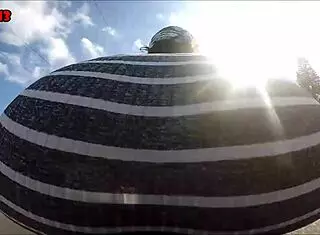 Hot Brunette Rides Motorcycle Showing Ass In Public