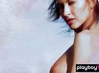 gorgeous brunette reveals perfect tits outdoors