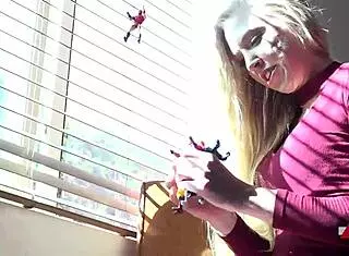 Giantess Blonde Says She Plays With Toys And Balloons