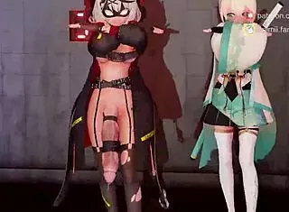 Check out SKMT conqueror dancing with her monster futa cock.