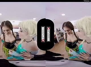 Pov kolmen hengen frozen cosplay vr seksi tutkii realismia