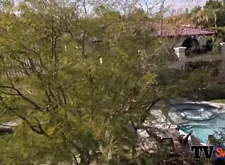 Joe and Kristen chat with swing house hostess about wild group action on arrival