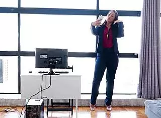 Stella smeets in the third episode of sex models series, showcasing her as a model in red.