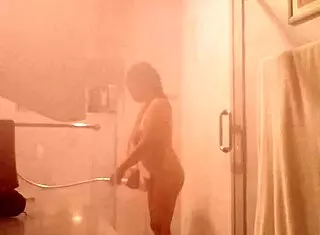 playing with my pussy in the shower while masturbating and getting assfucked