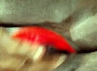 ebony milf pleasures shaved pussy with dildo solo