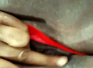 ebony milf pleasures shaved pussy with dildo solo