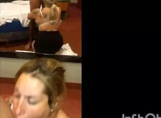 Blonde girlfriend gives best blowjob with cum in homemade pigtails scene