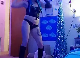 sexy striptease on webcam with clothes ripped and masturbation