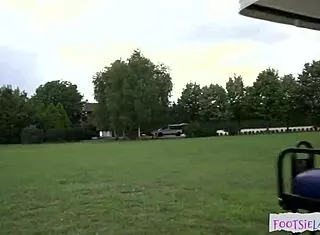 Wow, smalltits euro babe loves outdoor footfetish action! What a kinky thrill!