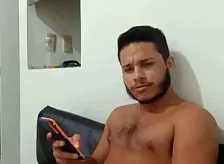 Young well-endowed guy masturbating nicely