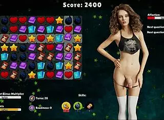 Futanari in university game trains with huge cock