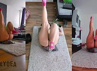 Triple Cam Naked Workout with Ripped Clothes