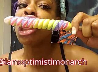 Unique unicorn lollipop sample for ebony babe