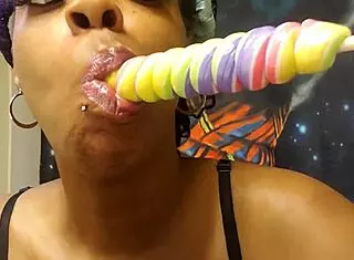 Unique unicorn lollipop sample for ebony babe