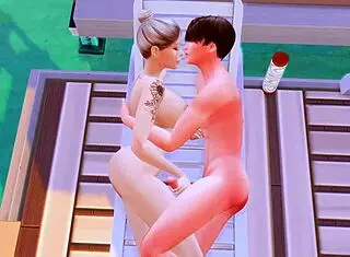 Stepson fucks stepmom's ass while stepfather watches