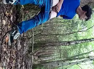 risky outdoor masturbation in the forest