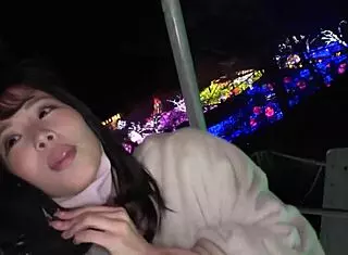 Slender f-cup busty caregiver rented as girlfriend for illumination date and cosplay sex in hotel