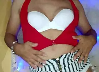 beautiful made-up transvestite shows off her stunning look!