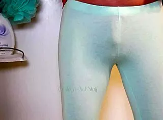 dude's hard cock in tights, pre-cum dripping, no pee here