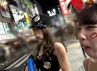 Japanese Babes Ride and Fuck at Halloween Party!