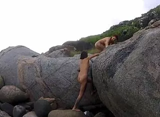 Taking A Walk With Them, Showing Off Tits And Pussy