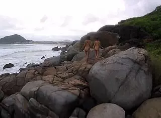 Taking A Walk With Them, Showing Off Tits And Pussy