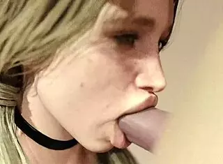 Blond Girl's Intense Emotions During Big White Dick Blowjob