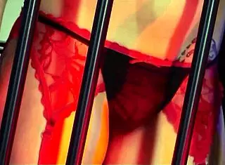 naughty brunette escapes her tight cage to worship hot beauty