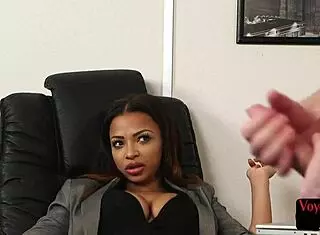 Black British Voyeur Teases Colleague with Big Tits