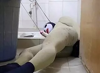 Zentai Slave Penis Toilet Bondage