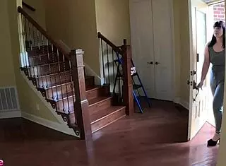 brunette realtor caught masturbating and fucks for the offer!