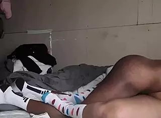 Ebony Shows How She Handles Big Cock With Feet