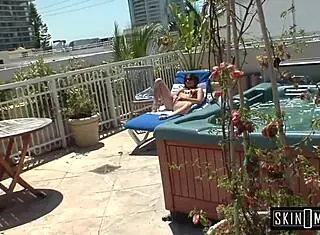 the hot milf thea marie was fucking j mac in missionary and doggystyle, draining his big dick with a sloppy cumshot sideways