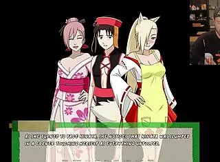 hinata ridden in threesome creampie bondage