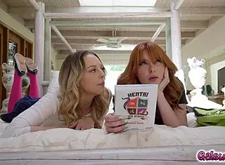 Lacy Lennon and Lily Lalimar get aroused by erotic books, sparking intense lesbian encounters.