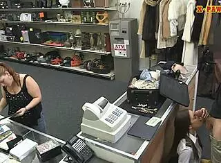 I spied on the latina stewardess getting fucked at the pawnshop with hidden cam