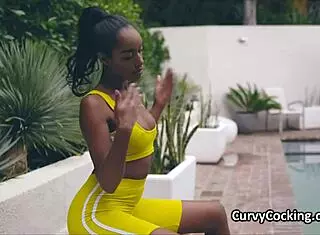 Black Chick Ends Workout on Hard White Cock