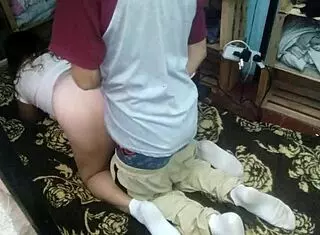 Latina MILF Fucks Husband with Open Thong at Night.