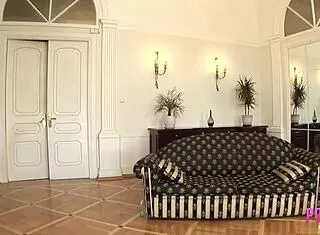 valeria in corset drains cum from two hard dicks.