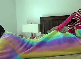 Wow, Check Those Striped Socks in Wild Cosplay Striptease!