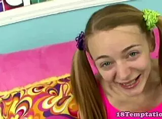 In this reality video, a petite teen amateur performs close-up cocksucking and handjob on a young cock.